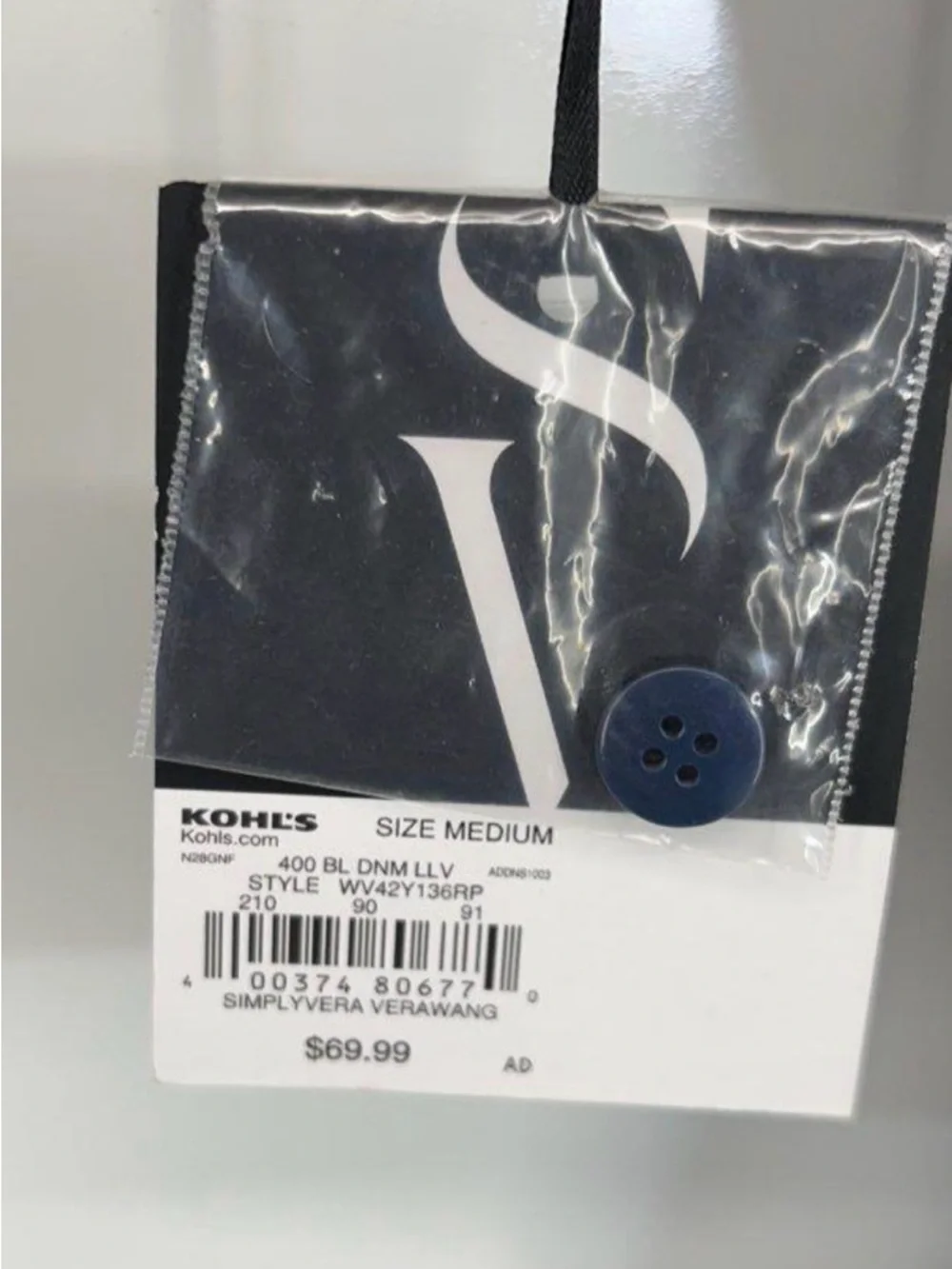 Dark Wash Simply Vera Wang Denim Jumpsuit with Tie Belt - Picture 3 of 4